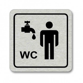 Piktogram WC muži s umývárnou stříbro