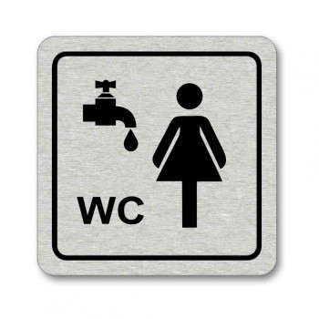 Piktogram WC ženy s umývárnou stříbro